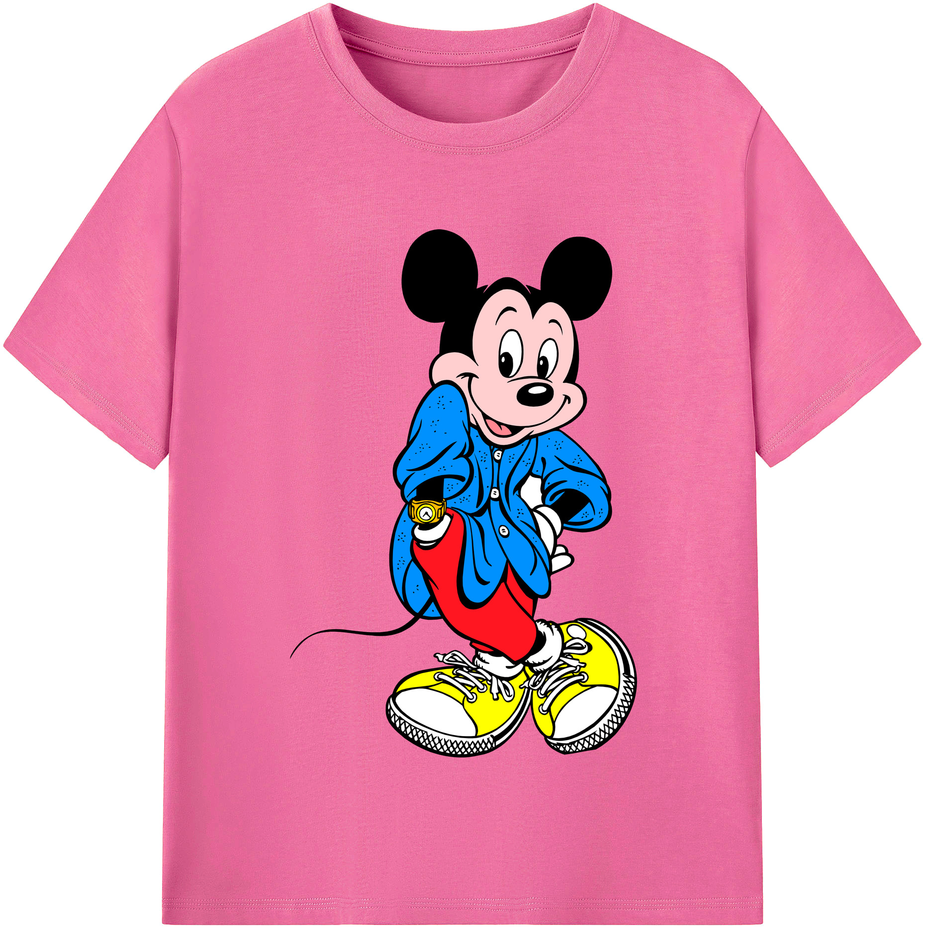 （画像用） ミッキーマウス Mickey Mouse レディースカジュアルプリントTシャツ（綿100％）